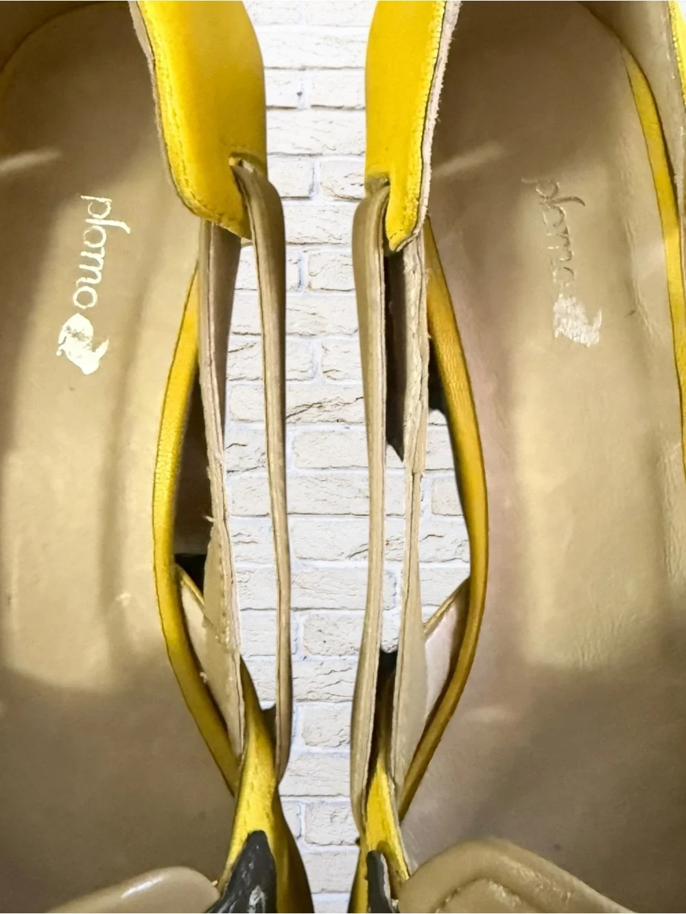 PLOMO Leather Yellow Heel Loafer Pumps - Dolce Gabana Dupes - Size 41 10-10.5